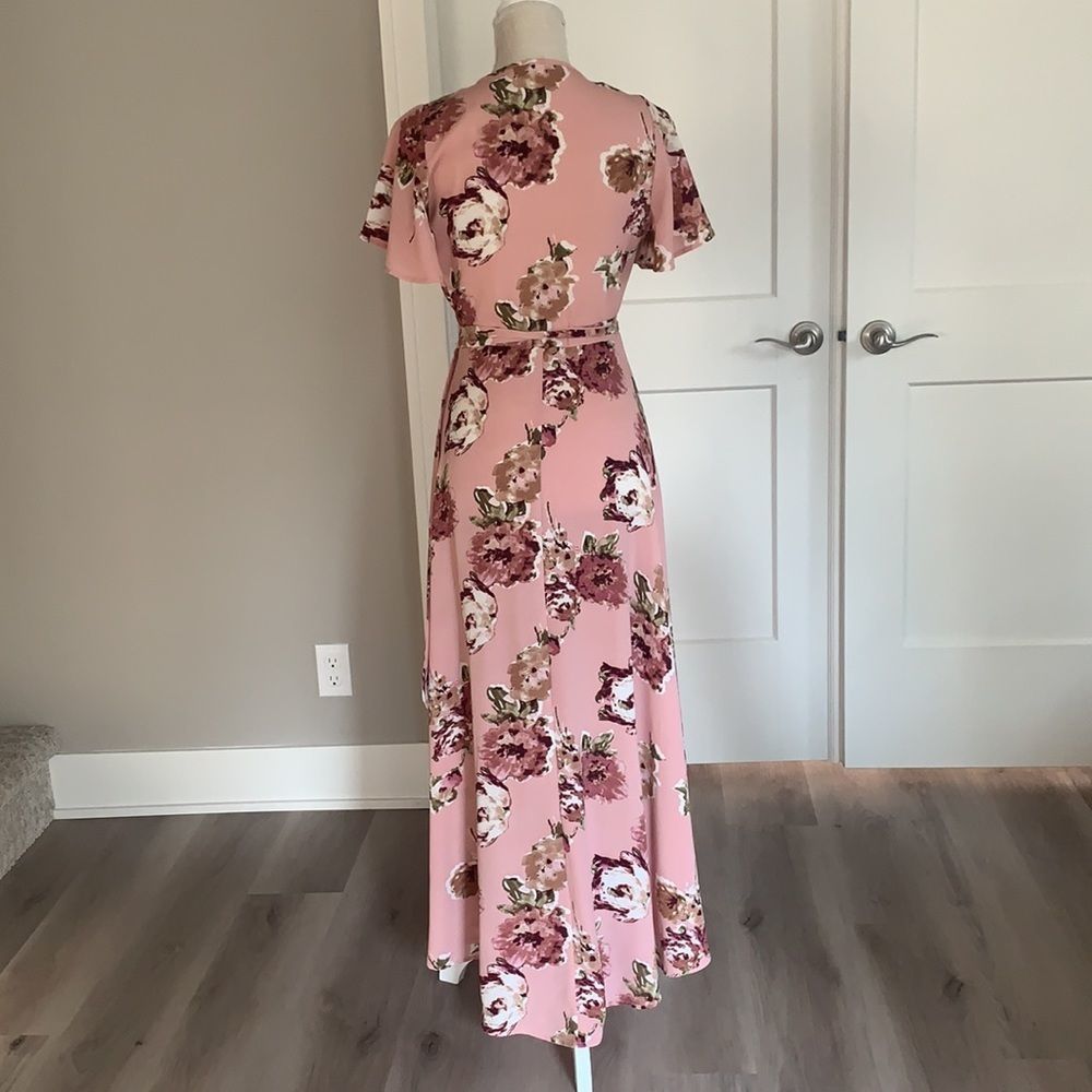 Floral maxi dress with waist tie - Picture 4 of 5